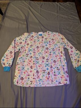 Women's Long Sleeve Butterfly Print Scrub Jacket Lightweight